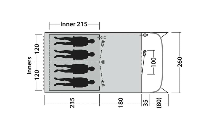 Outwell Durango 4 Familienzelt für 4 Personen mit integriertem LED-Lichtsystem - Boatcamper