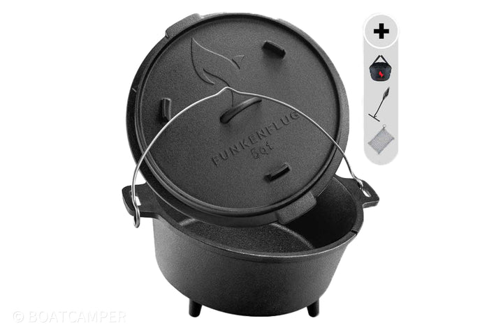 Eingebrannter Dutch Oven ca. 5 Liter (5 QT) - Boatcamper